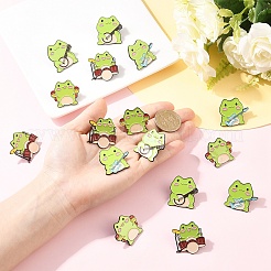 4Pcs 4 Styles Cartoon Frog Enamel Pins&nbsp;JEWB-YW0001-14