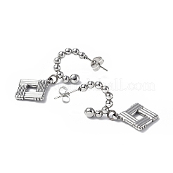 Non-Tarnish 304 Stainless Steel Rhombus Dangle Stud Earrings&nbsp;LS-STAS-B034-04P