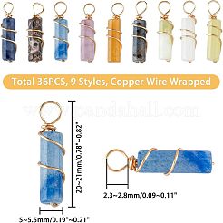 36Pcs 9 Styles Natural Mixed Stone Pendants&nbsp;FIND-FH0005-08