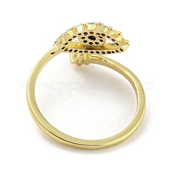 Eye Shape Brass Micro Pave Cubic Zirconia Open Cuff Rings&nbsp;RJEW-Q804-02G