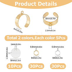 DIY Blank Flat Round Natural Shell Charm Open Cuff Ring Making Kit&nbsp;DIY-FI0001-04