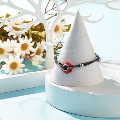 Lampwork Big Rondelle Link Bracelet with Cowhide Leather Cord for Women&nbsp;BJEW-JB07848