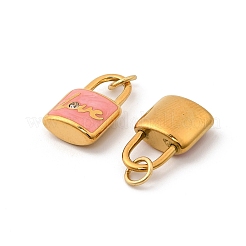 304 Stainless Steel with Crystal Rhinestone Enamel Pendants&nbsp;STAS-G358-09G-01