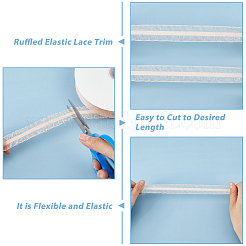 15 Yards Polyester Ruffled Elastic Lace Trim&nbsp;OCOR-WH0088-81C