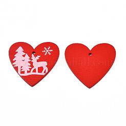 Christmas Theme Spray Painted Wood Pendants&nbsp;WOOD-N005-55B