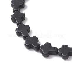 Synthetic Turquoise Cross Beaded Charm Bracelets&nbsp;BJEW-JB12292-03