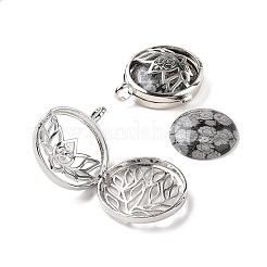 Natural Snowflake Obsidian Locket Pendants&nbsp;G-G982-01P-09