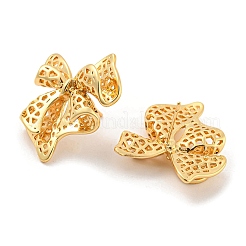 Rack Plating Brass Hollow Bowknot Stud Earrings&nbsp;EJEW-K263-31G