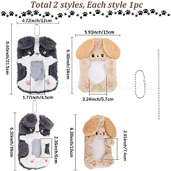 2Pcs 2 Styles Cute Animals Plush Photocard Holder with Plastic Ball Chain&nbsp;HJEW-SC0003-19