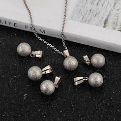 Non-Tarnish Round 303 Stainless Steel Pendants with 201 Stainles Steel Clasp&nbsp;STAS-M184-14B
