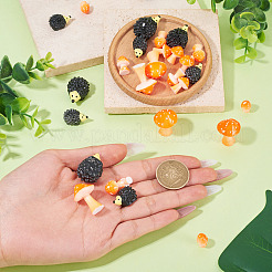 30Pcs 5 Styles Resin Hedgehog & Mushroom Display Decoration&nbsp;DJEW-TA0001-49