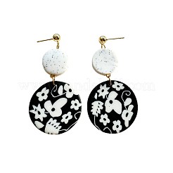 Handmade Polymer Clay & 304 Stainless Steel Stud Dangle Earrings&nbsp;WG2F15C-01