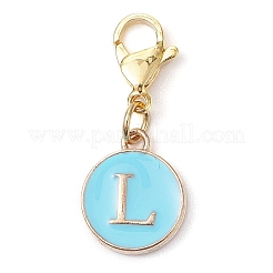 26Pcs Flat Round with Letter A~Z Alloy Enamel Pendant Decorations&nbsp;HJEW-JM02563