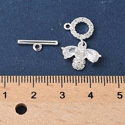 Brass Micro Pave Clear Cubic Zirconia Toggle Clasps&nbsp;KK-G531-06S