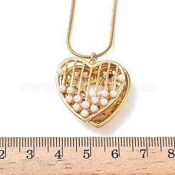 304 Stainless Steel with Acrylic Imitation Pearl Heart Pendant Necklaces for Women&nbsp;NJEW-B151-01G