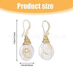 1 Pair Nuggest Natural Pearl Dangle Earrings&nbsp;EJEW-FI0001-89