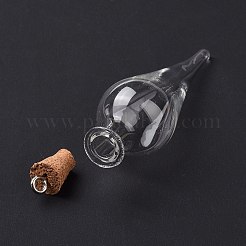 Teardrop Glass Cork Bottle Big Pendants&nbsp;X-AJEW-A041-01C