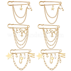6Pcs 3 Stylesc Alloy Safety Pins&nbsp;JEWB-HY0001-66A