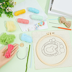 DIY Coaster Punch Needle Embroidery Starter Kits for Beginners&nbsp;DIY-WH20095-003B