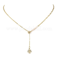 Adjustable Brass Cable Chain & Paperclip Chain Lariat Necklaces&nbsp;NJEW-JN06150-01