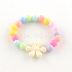 Flower Acrylic Pendant Necklaces and Stretch Bracelets Jewelry Sets&nbsp;SJEW-R048-05