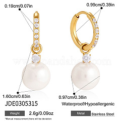 304 Stainless Steel Micro Pave Cubic Zirconia Hoop Earrings&nbsp;WG0470F-01