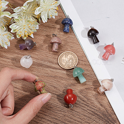 10Pcs 10 Style Natural & Synthetic Gemstone Pendants&nbsp;G-SC0001-79