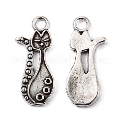 Tibetan Style Alloy Kitten Pendant Settings for Enamel&nbsp;PALLOY-A15359-AS-NF