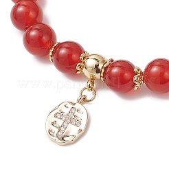 8.5MM Natural Carnelian Round Beaded Stretch Bracelets for Women&nbsp;BJEW-JB12260-01