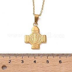 304 Stainless Steel Saint Benedict Cross Pendant Necklaces for Women&nbsp;NJEW-G187-03G