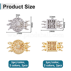 4Pcs 4 Styles Brass Box Clasps&nbsp;KK-HS0015-76B