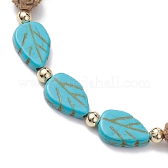 Round Natural Rudraksha and Synthetic Dyed Turquoise Braided Bead Bracelets&nbsp;BJEW-JB10550