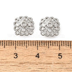 Flower Brass Clear Cubic Zirconia Bead Caps&nbsp;KK-V008-01P
