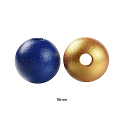 160 Pcs 4 Colors 4 July American Independence Day Painted Natural Wood Round Beads&nbsp;WOOD-LS0001-01A