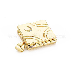 Brass Micro Pave Clear Cubic Zirconia Diffuser Locket Pendants for Teachers' Day&nbsp;X-ZIRC-T004-96G-NF