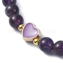 Natural Amethyst Round Beaded Stretch Bracelets&nbsp;BJEW-JB09881-01