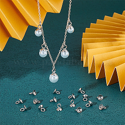 100Pcs 201 Stainless Steel Bead Cap Pendant Bails&nbsp;STAS-UN0042-25B