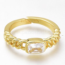 Adjustable Brass Micro Pave Cubic Zirconia Cuff Rings&nbsp;LS-ZIRC-I049-39G-01