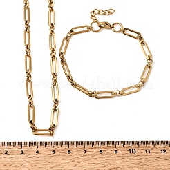 304 Stainless Steel Paperclip Chains Bracelet & Necklace Jewelry Sets&nbsp;SJEW-L199-21G