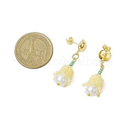 Handmade Glass Seed Beads Flower Stud Earrings&nbsp;EJEW-MZ00277-03