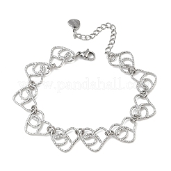 Hollow Hammered 304 Stainless Steel Link Chain Bracelets for Women&nbsp;BJEW-F539-01B-P