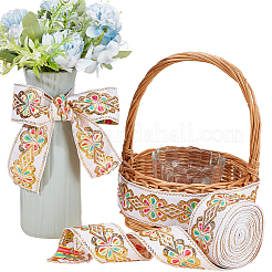 Flat Ethnic Style Embroidery Polyester Ribbons&nbsp;OCOR-WH0067-86C