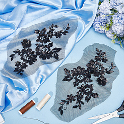 Flower Polyester Embroidery Sew on Appliques&nbsp;PATC-WH0012-32A