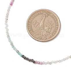 2MM Natural & Synthetic Mixed Gemstone Gradient Color Faceted Round Beaded Necklaces for Women&nbsp;NJEW-JN05865-02