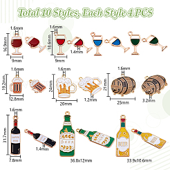 40Pcs 10 Styles Alloy Enamel Pendants&nbsp;ENAM-PH0003-10