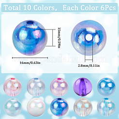60Pcs 10 Colors Transparent & Opaque Acrylic Beads&nbsp;MACR-SC0001-76A