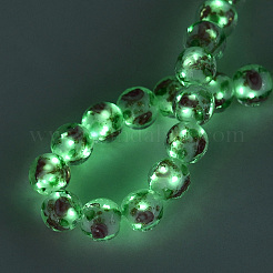 Luminous Handmade Lampwork & Glitter Powder Beads Strands&nbsp;LAMP-Q041-01F