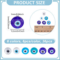 36Pcs 6 Colors Handmade Evil Eye Lampwork Beads&nbsp;LAMP-NB0002-11