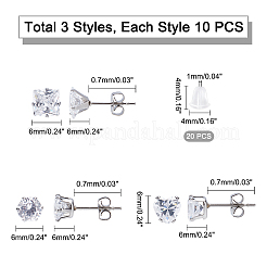 15 Pairs 3 Styles Cubic Zirconia Ear Studs&nbsp;STAS-UN0022-47