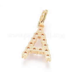 Golden Plated Brass Micro Pave Clear Cubic Zirconia Pendants&nbsp;ZIRC-L093-01A